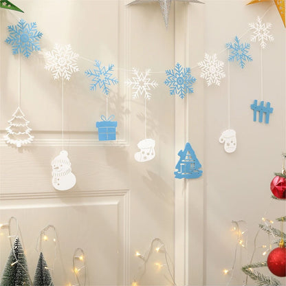 Cute Cartoon Snowflake Christmas Party Background Banner Set