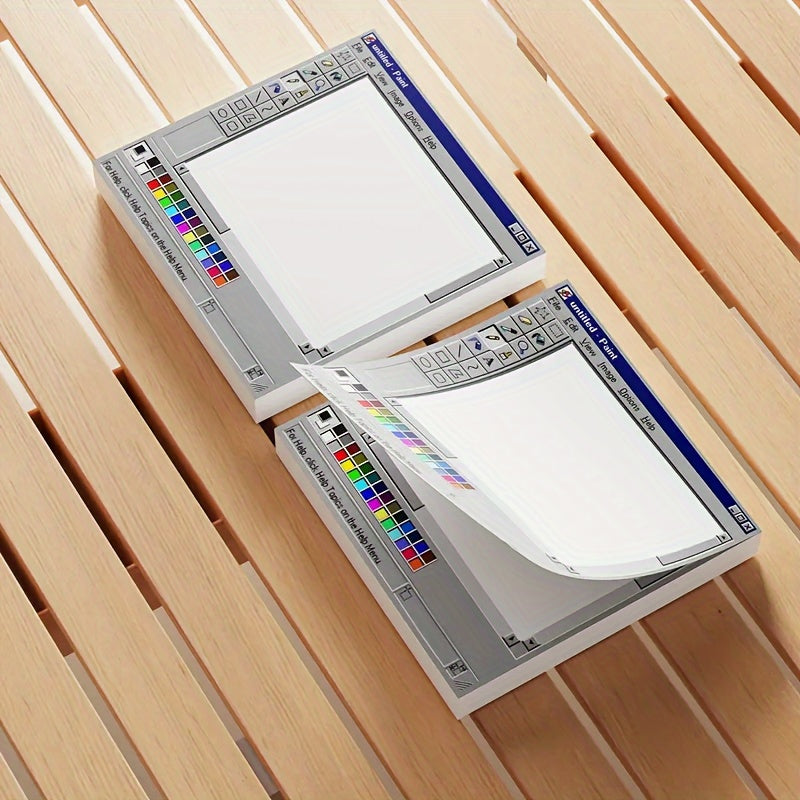 Vintage Computer Drawing Sticky Notes – Sheets, Durable Adhesive for Artists & Office Use