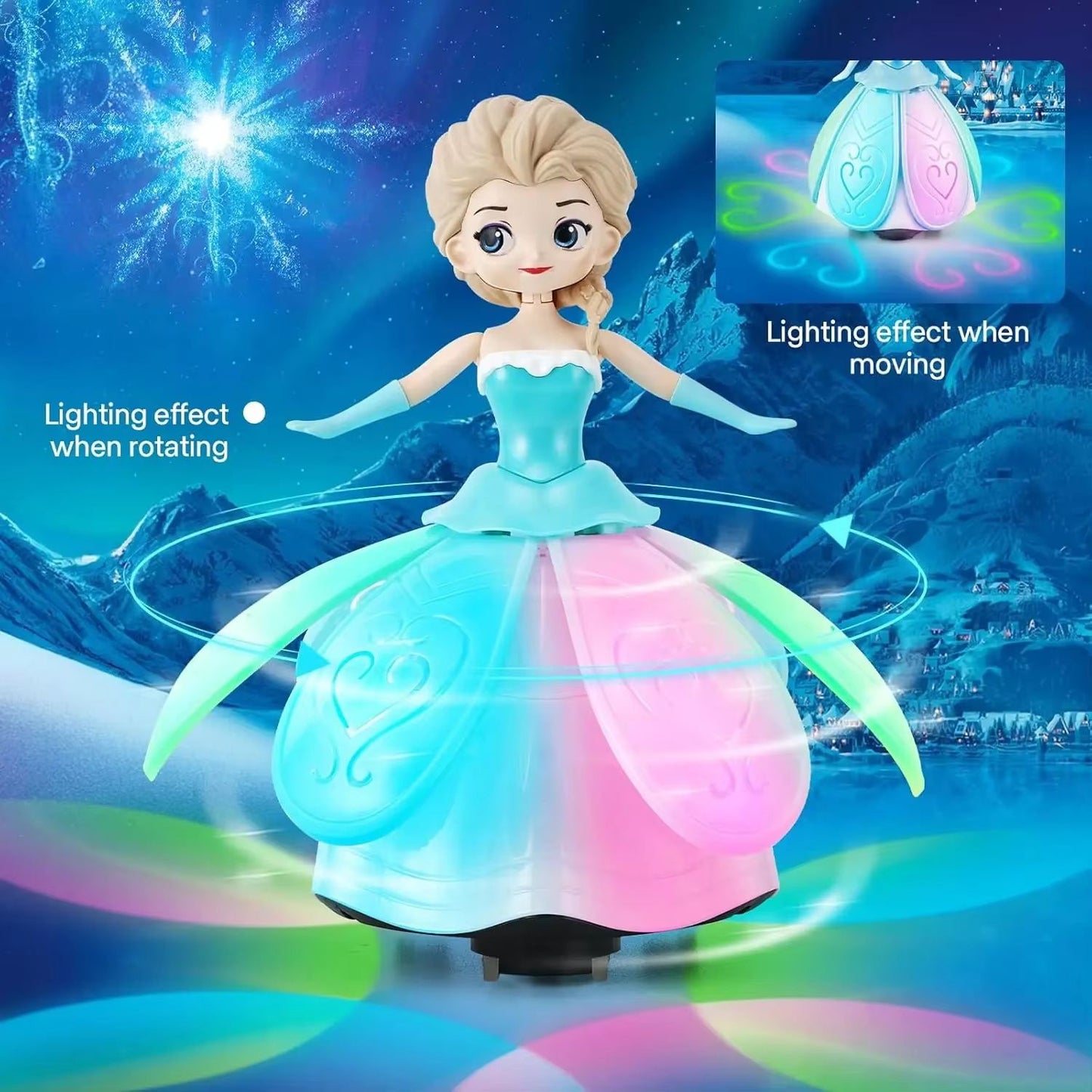 Dancing Princess Interactive Spin Robot Toy with Lights & Music for Kids