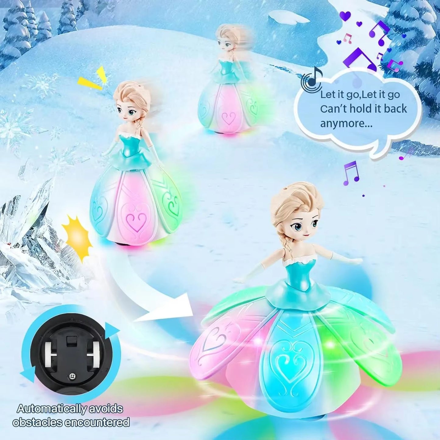 Dancing Princess Interactive Spin Robot Toy with Lights & Music for Kids