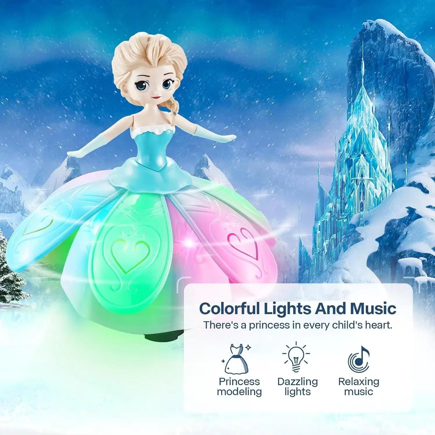 Dancing Princess Interactive Spin Robot Toy with Lights & Music for Kids