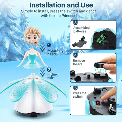 Dancing Princess Interactive Spin Robot Toy with Lights & Music for Kids