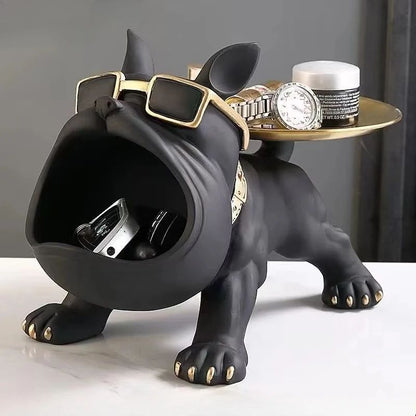 30 CM Resin Bulldog Figurine Storage Box Decorative Dog Statue