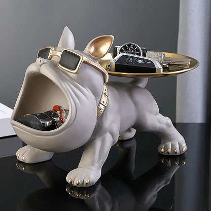 30 CM Resin Bulldog Figurine Storage Box Decorative Dog Statue