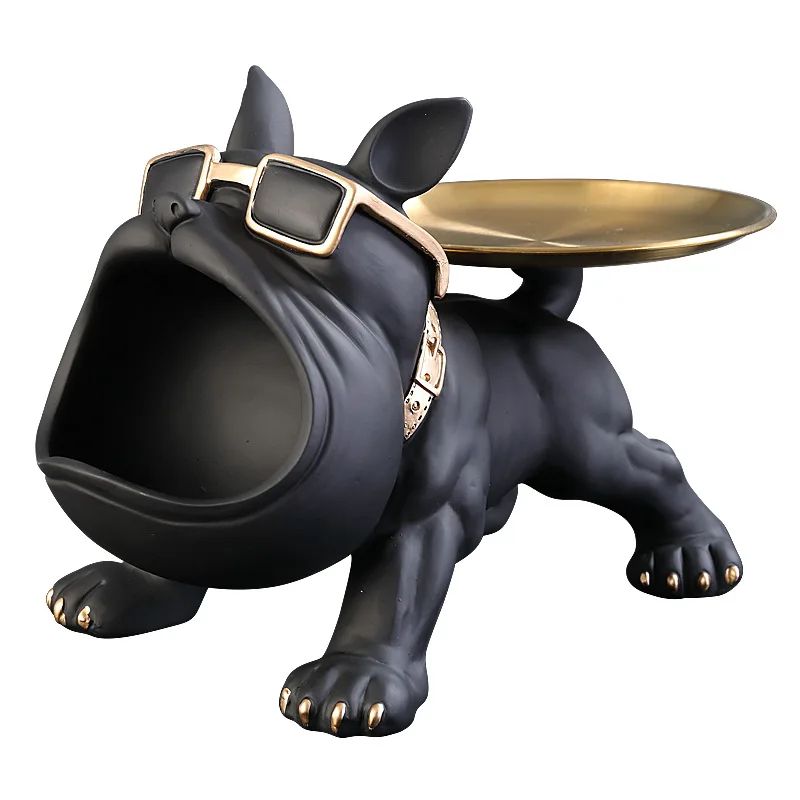 30 CM Resin Bulldog Figurine Storage Box Decorative Dog Statue