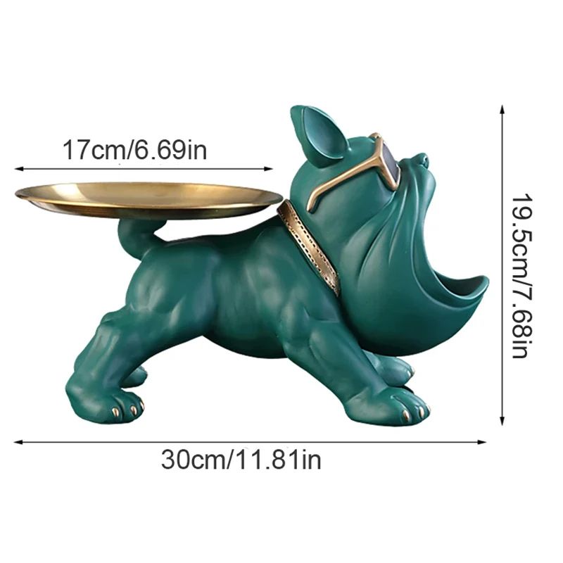 30 CM Resin Bulldog Figurine Storage Box Decorative Dog Statue