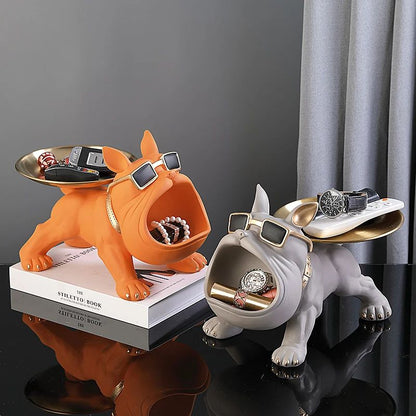 30 CM Resin Bulldog Figurine Storage Box Decorative Dog Statue