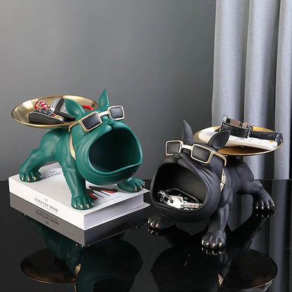30 CM Resin Bulldog Figurine Storage Box Decorative Dog Statue