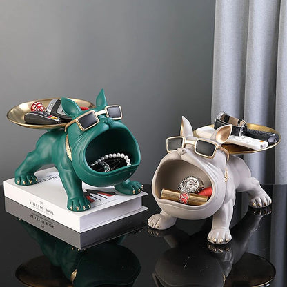 30 CM Resin Bulldog Figurine Storage Box Decorative Dog Statue