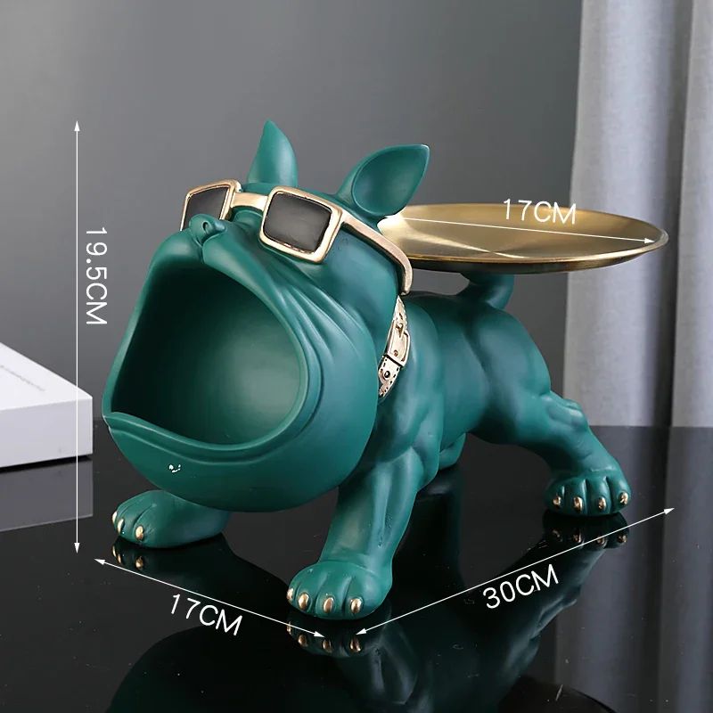 30 CM Resin Bulldog Figurine Storage Box Decorative Dog Statue