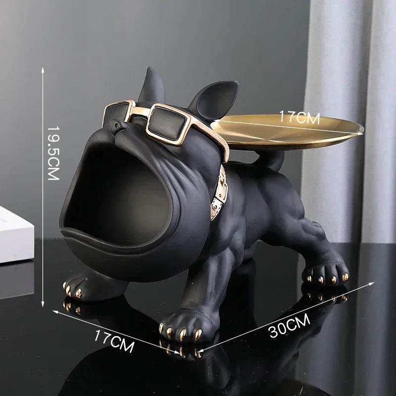 30 CM Resin Bulldog Figurine Storage Box Decorative Dog Statue