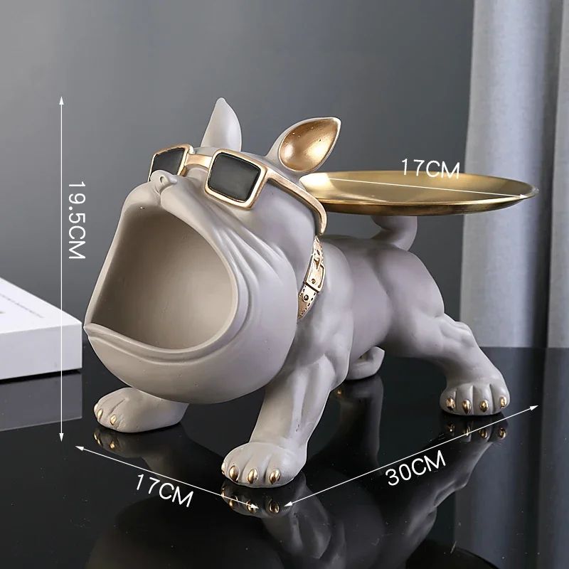 30 CM Resin Bulldog Figurine Storage Box Decorative Dog Statue
