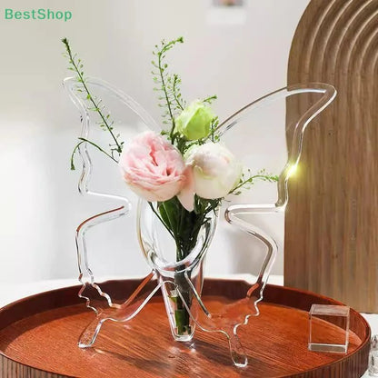 Transparent Acrylic Butterfly Photo Frame Vase for Flowers