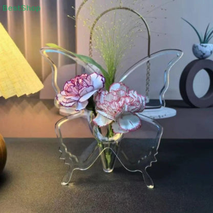 Transparent Acrylic Butterfly Photo Frame Vase for Flowers