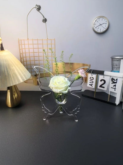 Transparent Acrylic Butterfly Photo Frame Vase for Flowers
