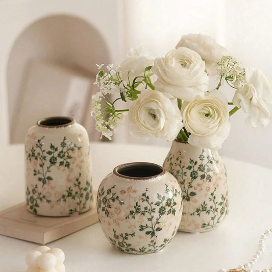 Ice Crackle Ceramic Vase Handmade Bohemian Decor