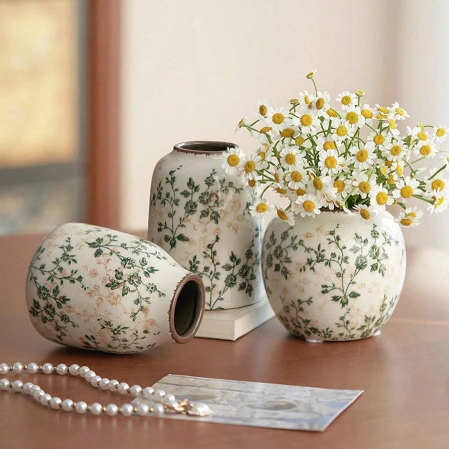 Ice Crackle Ceramic Vase Handmade Bohemian Decor