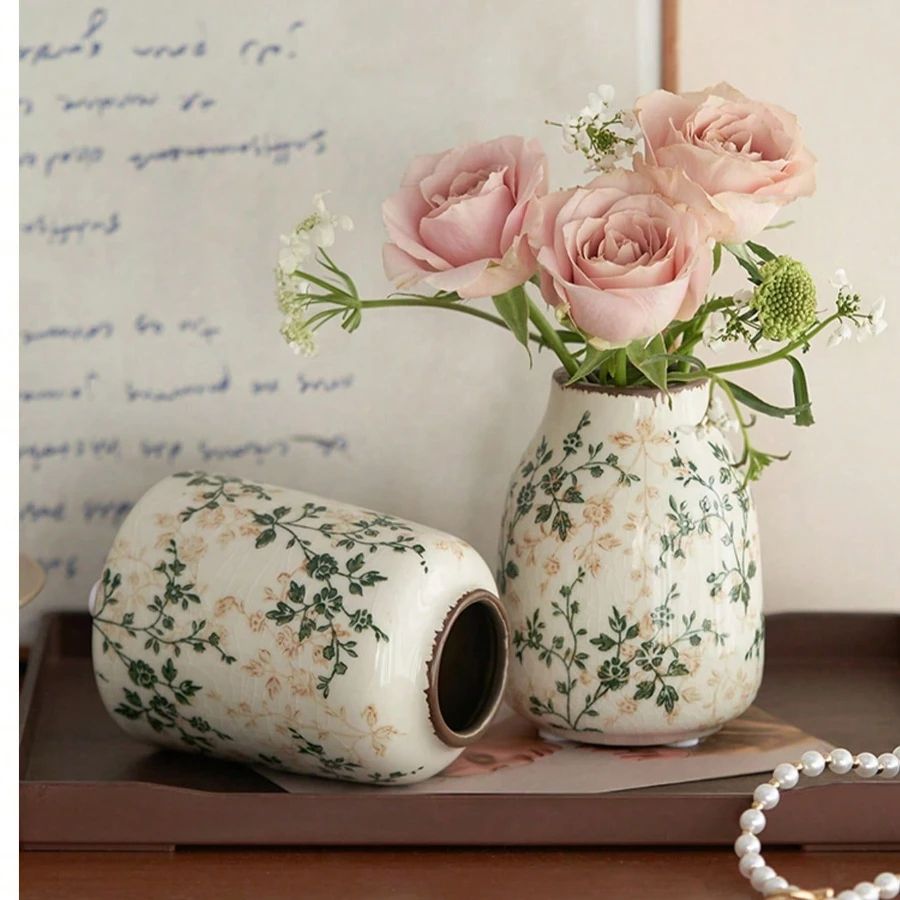 Ice Crackle Ceramic Vase Handmade Bohemian Decor