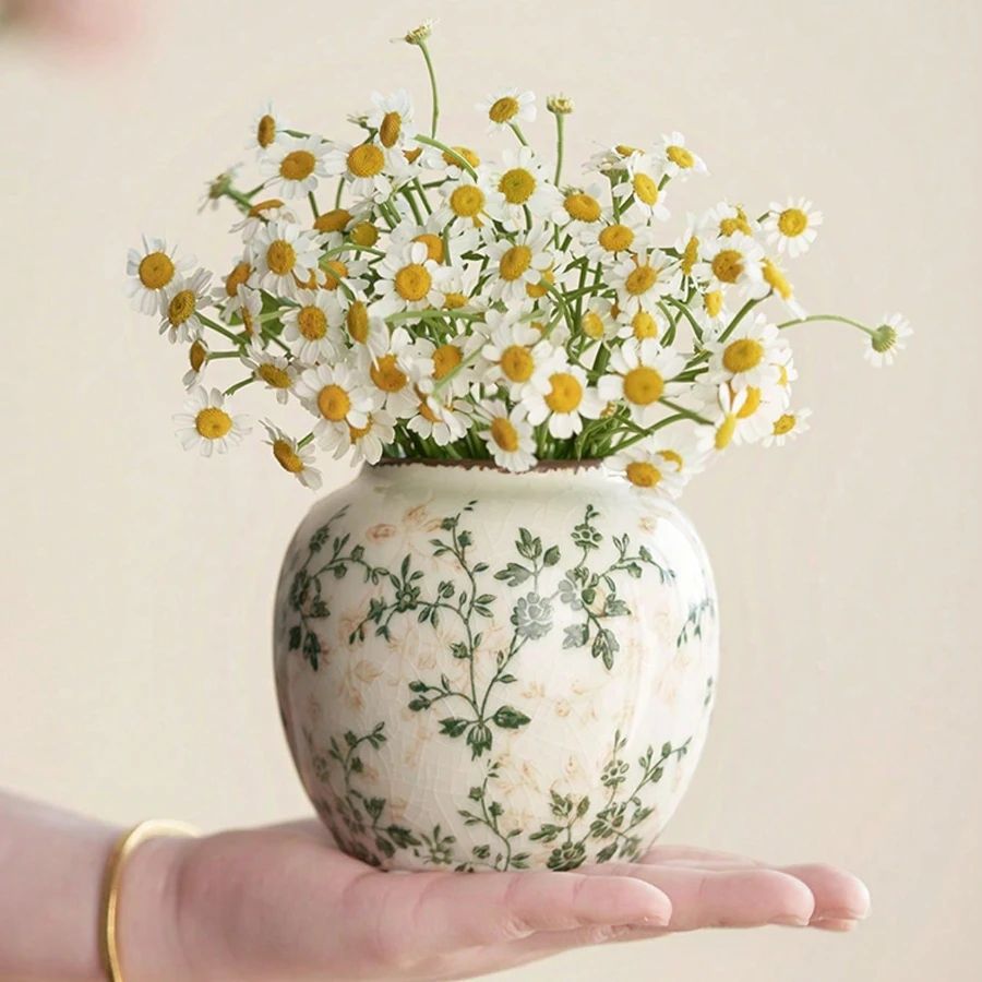 Ice Crackle Ceramic Vase Handmade Bohemian Decor