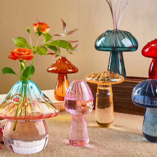 Colorful Mushroom Glass Vase Nordic Style Home Decor