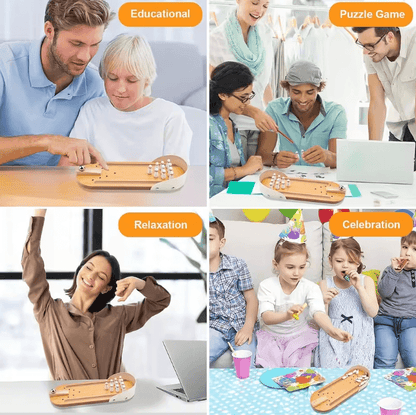 Mini Bowling Game Wooden Tabletop Arcade Finger Stress Relief Toy for Kids and Adults