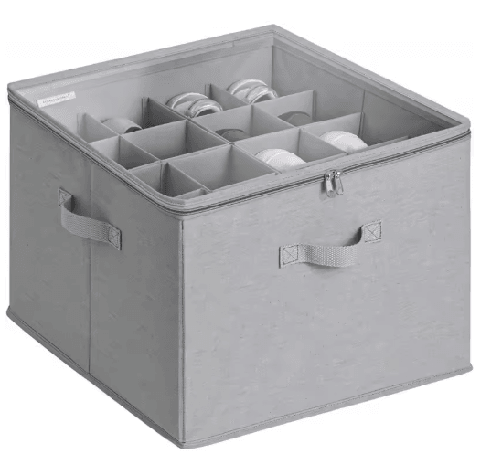 14-Pair Fabric Shoe Organizer with Cover and Adjustable Dividers