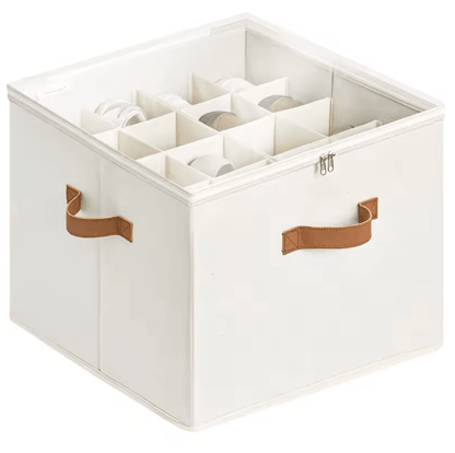 14-Pair Fabric Shoe Organizer with Cover and Adjustable Dividers