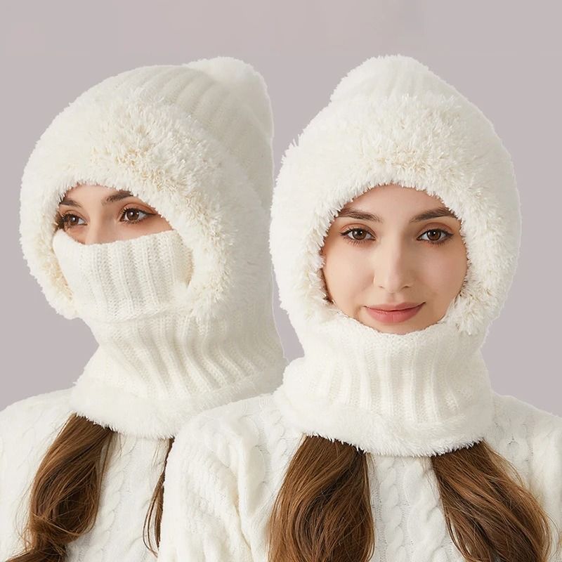 Womens 3-in-1 Thermal Knitted Winter Hood Set