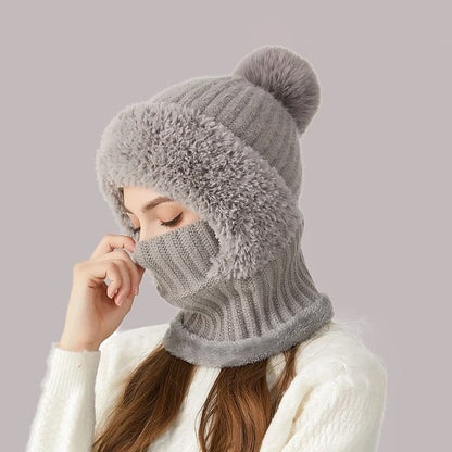Womens 3-in-1 Thermal Knitted Winter Hood Set