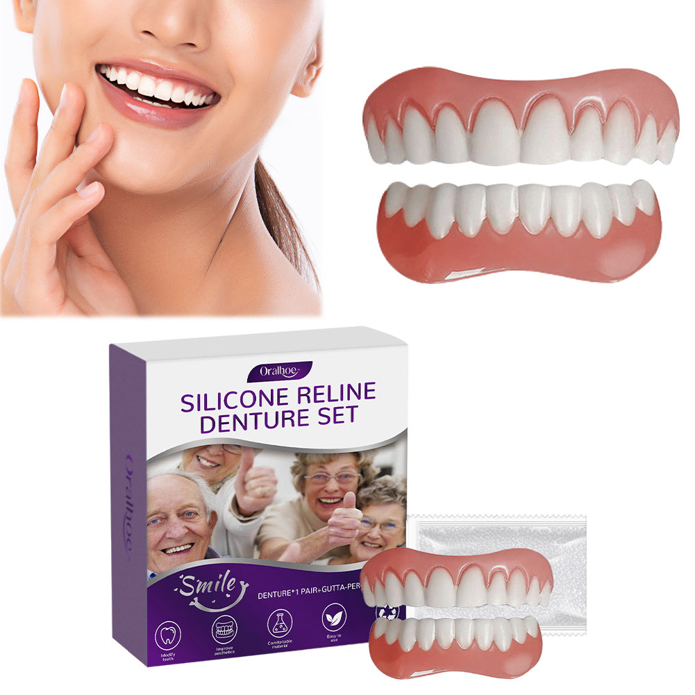 Soft Silicone Denture Reline Set for Upper & Lower Dentures, Comfort Fit Support