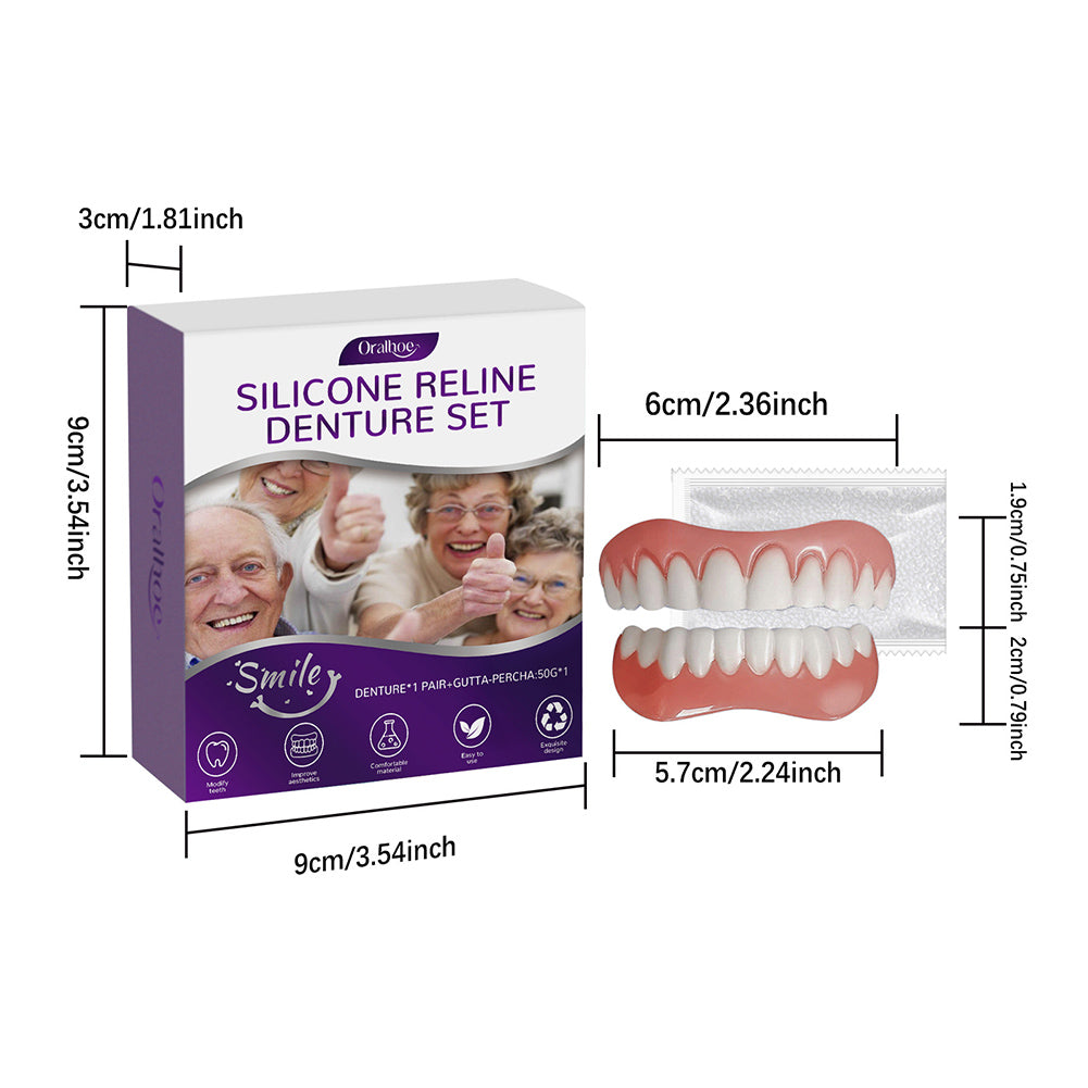 Soft Silicone Denture Reline Set for Upper & Lower Dentures, Comfort Fit Support