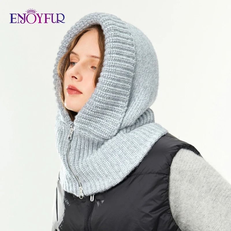 Premium Zippered Thermal Wool Knit Balaclava Hood