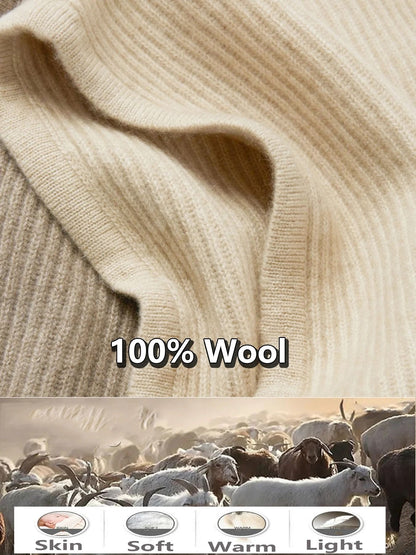 100% Pure Wool Knitted Thermal Balaclava Hood