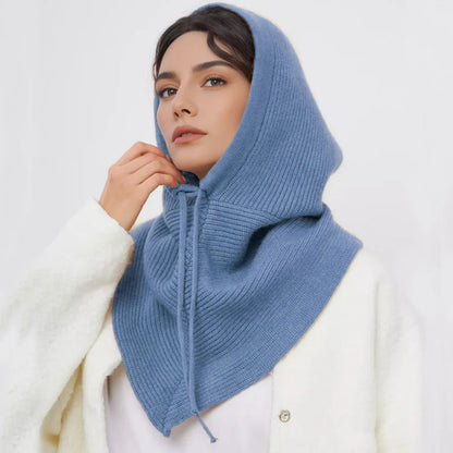 Seamless Knitted Thermal Balaclava Hood and Neck Warmer