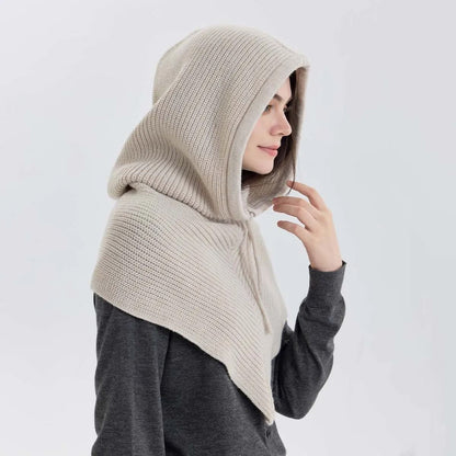 Seamless Knitted Thermal Balaclava Hood and Neck Warmer