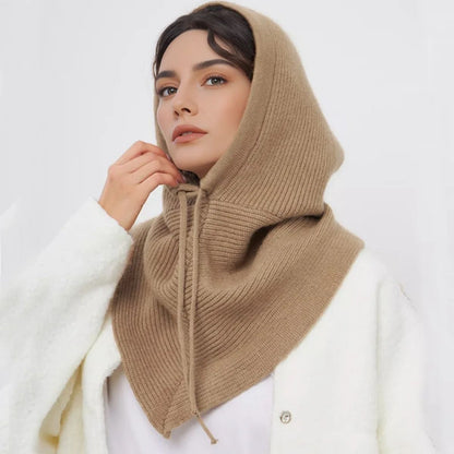 Seamless Knitted Thermal Balaclava Hood and Neck Warmer