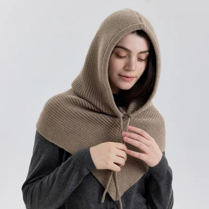 Seamless Knitted Thermal Balaclava Hood and Neck Warmer