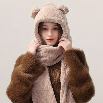 Kawaii Bear Ear 3-in-1 Winter Thermal Set
