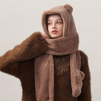 Kawaii Bear Ear 3-in-1 Winter Thermal Set