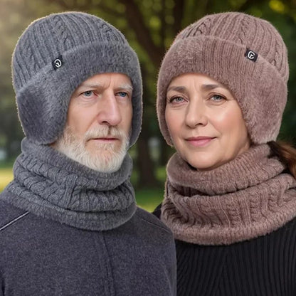 Elderly Thermal Knitted Winter Hat with Ear Protection