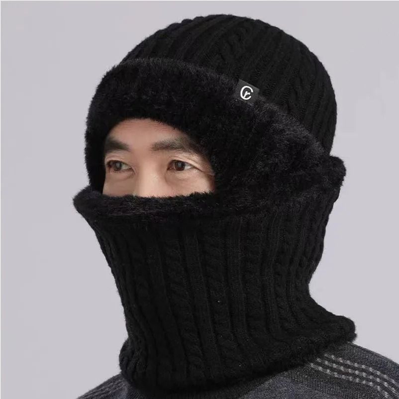 Elderly Thermal Knitted Winter Hat with Ear Protection