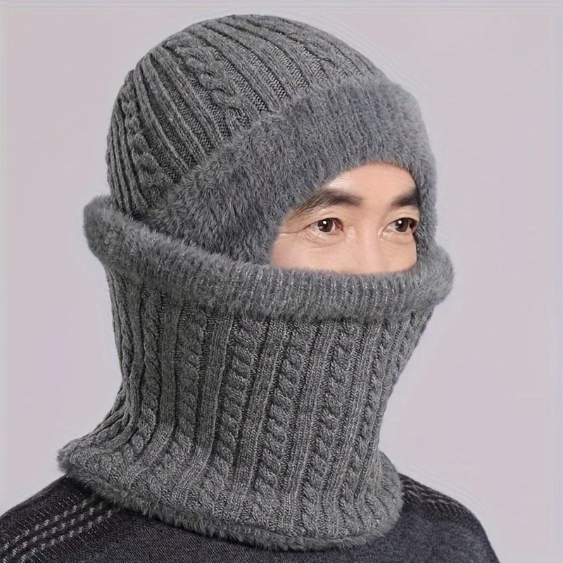 Elderly Thermal Knitted Winter Hat with Ear Protection