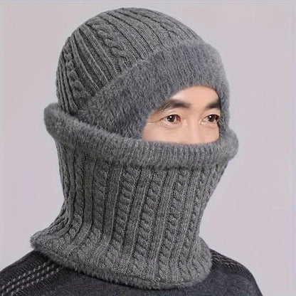Elderly Thermal Knitted Winter Hat with Ear Protection