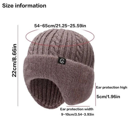 Elderly Thermal Knitted Winter Hat with Ear Protection