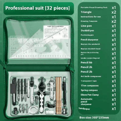 Professional Geometry Set for College Engineering & Technical Drawing