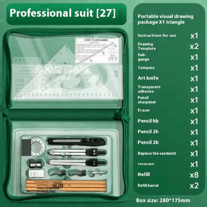 Professional Geometry Set for College Engineering & Technical Drawing