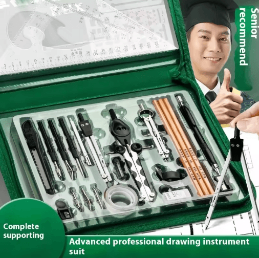 Professional Geometry Set for College Engineering & Technical Drawing
