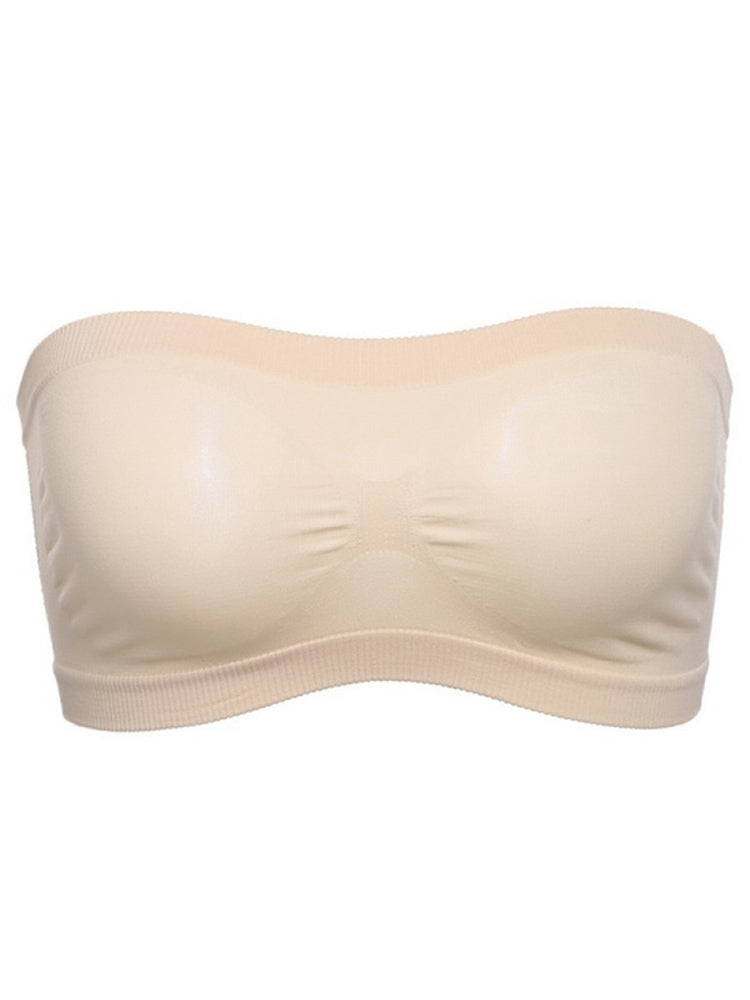Sexy Strapless Crop Top Bra Breathable Mesh Invisible Bandeau for Summer