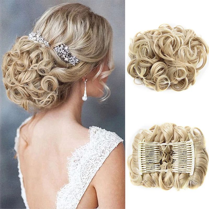 Effortless Messy Curly Bun Scrunchie – Clip-In Synthetic Hair Bun Extension