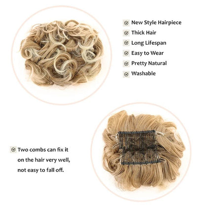 Effortless Messy Curly Bun Scrunchie – Clip-In Synthetic Hair Bun Extension